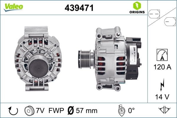 ALTERNATOR 14V 120A MERCEDES W203 S203 CL203 C209 A209 W211 R171-VALEO 439471-A2711540902