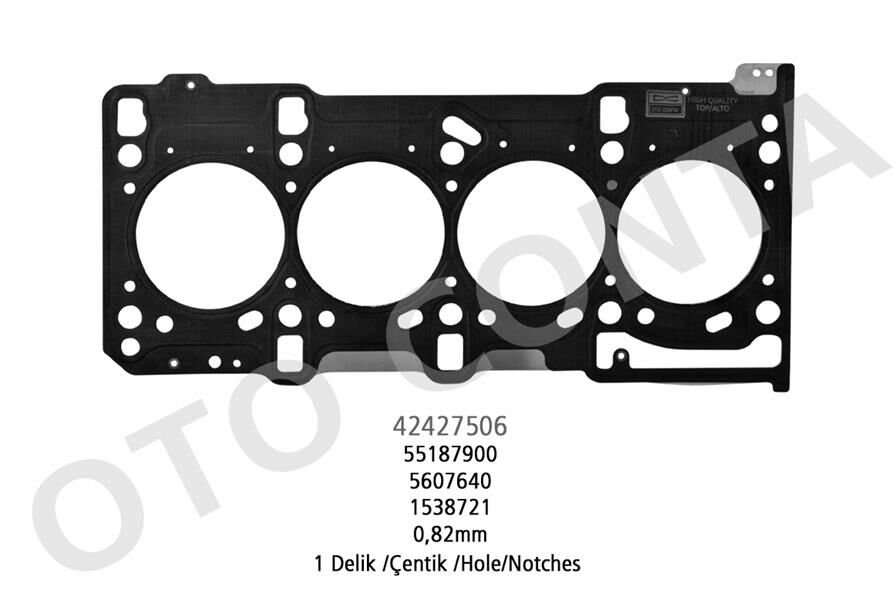 SİLİNDİR KAPAK CONTASI 0.82mm ASTRA H-ASTRA J-CORSA C-D-E MERIVA A-B AVEO-LINEA-PUNTO-FIORINO-EGEA -DOBLO-NEMO-BIPPER 1.3 CDTI MTJ-DTH-DT-DTE-DTJ-DTN-DTR-JTD-HDI-FHZ 1 ÇENTİK-OTOCONTA 42427506-1625885880-55209071-55278855