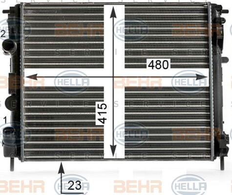 RADYATÖR CLIO II-KNG-LOGAN1.5 DCI-1.6 16V-1.9 DTI-K4M AC KLİMASIZ MEK 480x414x28-MAHLE CR36000S-7700428082