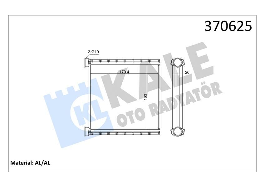 KALORİFER RADYATÖRÜ VW CRAFTER 2.0TDI 18 BORUSUZ BRAZING AL-AL 26MM-KALE-5WA819031