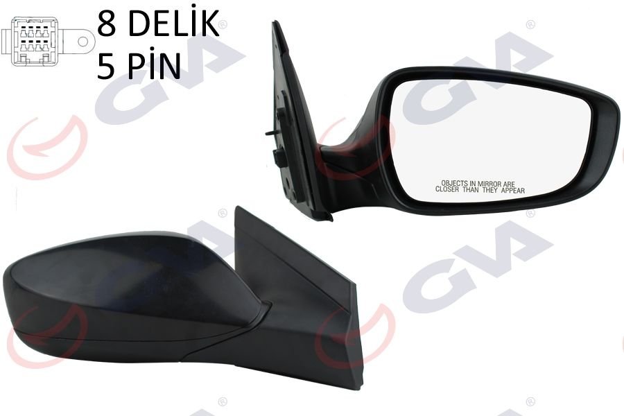DIŞ DİKİZ AYNASI SAĞ BLUE 12 ELEKTRİKLİ ISITMALI SİYAH KAPAK KONVEKS 5 FİŞ VM-6451ER-GVA-876201R110