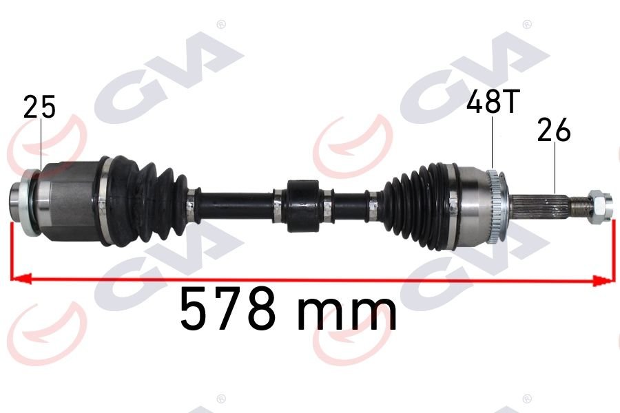 KOMPLE AKS SAĞ GETZ 1.5 CRDİ 03-09 ABS Lİ 48DİŞ 578mm-GVA 4491151-495001C510