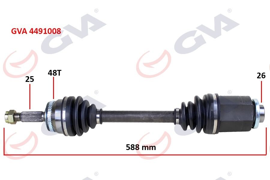 KOMPLE AKS SAĞ ACCENT ERA 06 1.5CRDİ ABS Lİ 48 DİŞ 588mm-GVA 4491008-495001E650