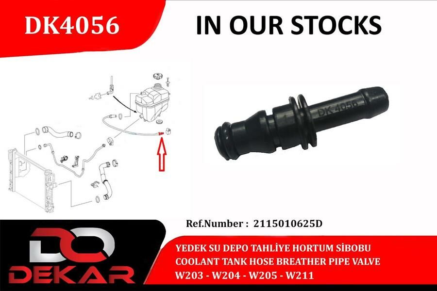YEDEK SU DEPO TAHLİYE HORTUM VALF MERCEDES W203-W204-W205-W211-DEKAR DK4056-2115010625D