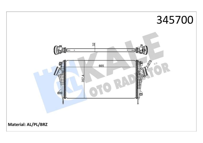 TURBO RADYATÖRÜ INTERCOOLER INSIGNIA A 09 17 1.6 CDTI LET-DTH-DTJ 2.0 DTH-NFT-NHT-DTR AL/PL/BRZ 2.8 NET-NER 665x361.7x32-KALE-1302647-13241751