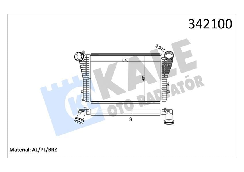 TURBO RADYATÖRÜ INTERCOOLER CADDY-GOLF V-JETTA-A3-LEON-OCTAVIA 1.8-1.9-2.0TDI-TFSI 615X406.6X32-KALE-1K0145803-1K0145803A-1K0145803B