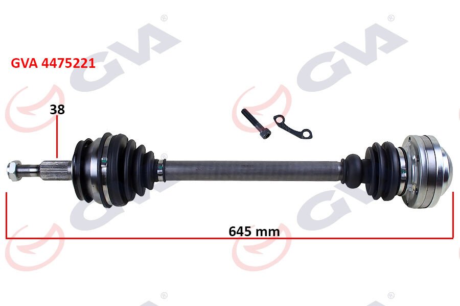 KOMPLE AKS SOL TRANSPORTER T5 1.9 TDI 03-11 645mm AXB-AXC-GVA 4475221-7H0407451JX-7H0407271AK-7H0407271E