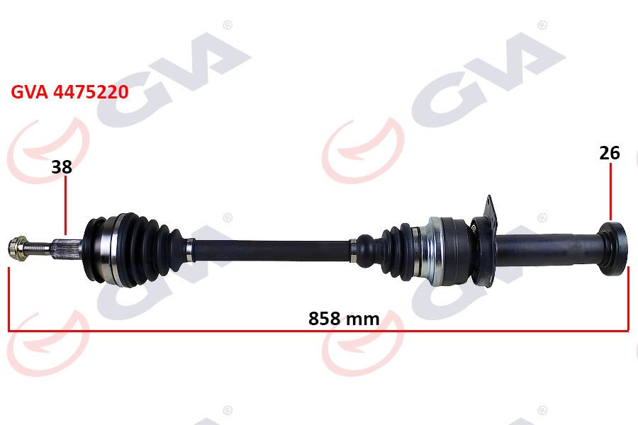 KOMPLE AKS SAĞ TRANSPORTER T5 1.9 TDİ 03-11 858mm AXB-AXC-GVA 4475220-7H0407452NV-7H0407272CH-7H0407272S