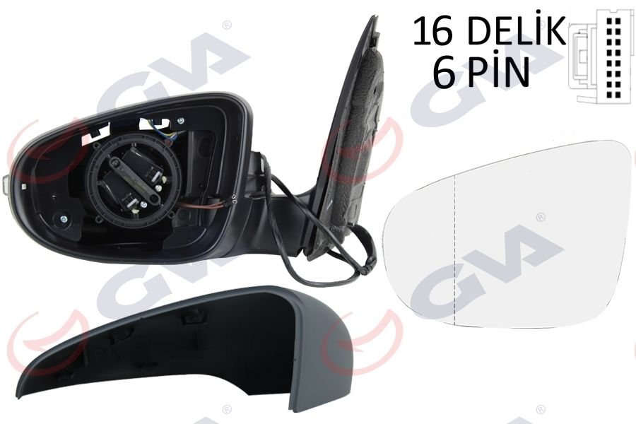 DIŞ DİKİZ AYNASI SOL GOLF 09 ELEKTRİKLİ ISITMALI ASTARLI SİNYALLİ ASFERİK 6 FİŞ VM-6197EHPAL-GVA-5K0857507AD