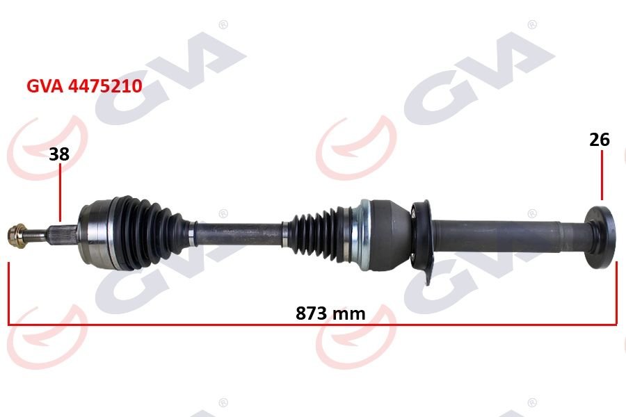 KOMPLE AKS SAĞ TRANSPORTER T5 2.5 TDİ 03-11 6 VİTES 880mm DÜZ VİTES-GVA 4475210-7H0407272AC-7H0407272AL-7H0407452AV