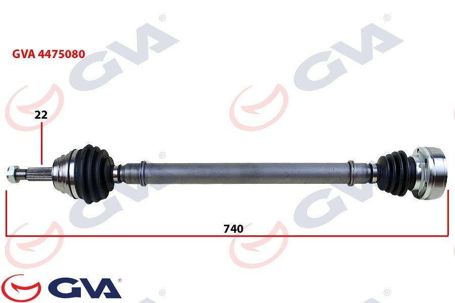 KOMPLE AKS SAĞ POLO 1.6 94-99 740mm-GVA 4475080-6N0407450X-6N0407272X-6N0407272