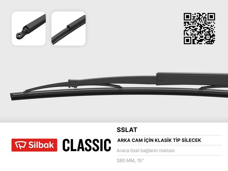 SİLECEK SÜPÜRGESİ 385MM ARKA CAM SİLME SİSTEMİ KARTAL SLX-SILBAK SSLAT