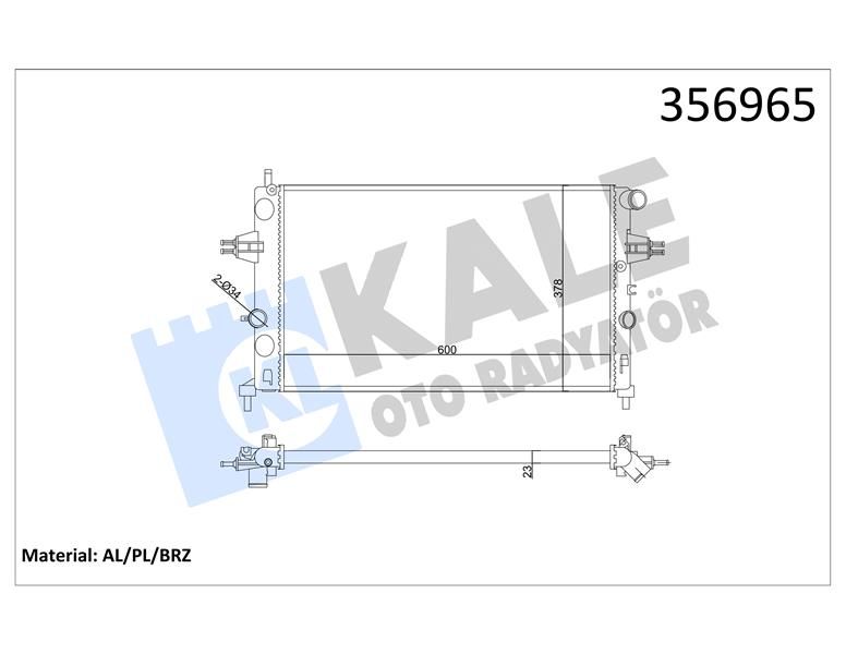 SU RADYATÖRÜ OPEL ASTRA G-ZAFIRA A 1.4 1.6 1.8 2.2 16V 1.6 99 MT MEKANİK 600x378x23 1300214-90570728-93277988-9119486-93177121-90570730-1300189-93277996-9202505-9202506-13150403-KALE 356965-9119482-9202504-1300257-9193265