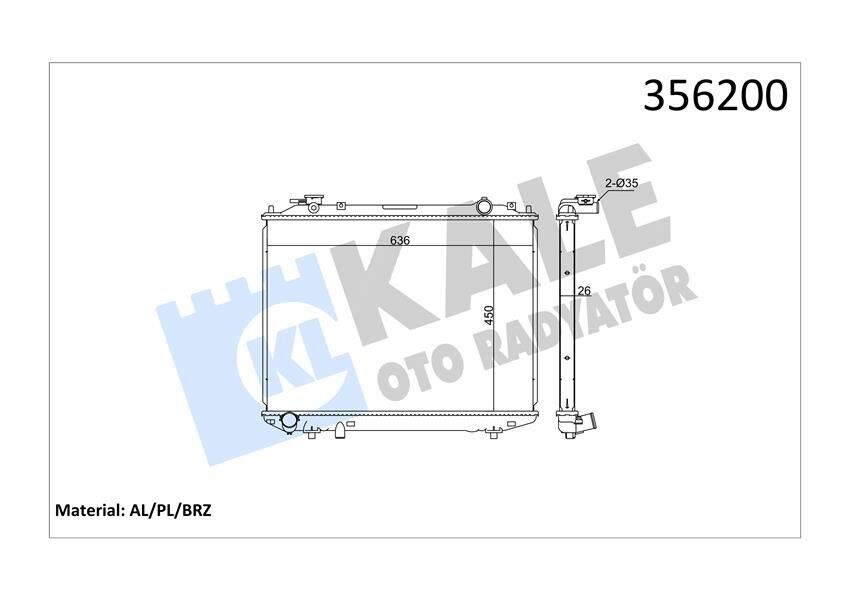 RADYATÖR RANGER 2.5D 98-03 450x625x26 AL-PL-BRZ-KALE 356200-1378035-1459241-4767000-XM348005KB