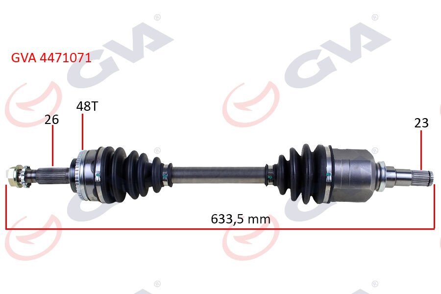 KOMPLE AKS SOL COROLLA E12 1.4 VVT-I 02-07 ABS Lİ 48DİŞ 633mm-GVA 4471071-4342002270