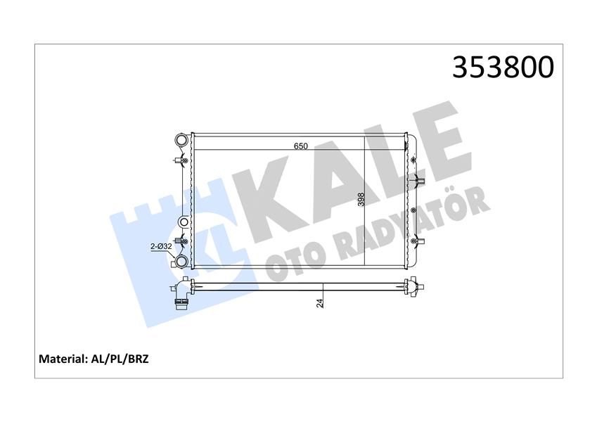 SU RADYATÖRÜ VW POLO 02 SEAT CORDOBA-IBIZA III 02 SKODA FABIA 99 1.2 1.4 1.6 16V 1.4 1.9TDI MT AC NAC BRAZING 630x398x22 6Q0121253Q-6QE121253A-KALE 353800-6Q0121253M-6Q0121253L-6Q0121253R