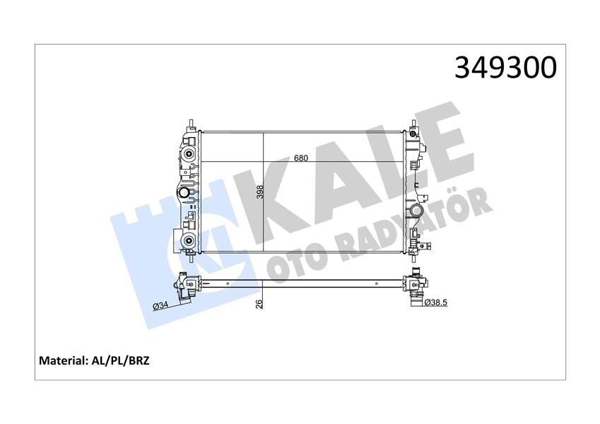 RADYATÖR OTOMATİK ASTRA J-ZAFIRA TOURER C-CRUZE 1.4-1.6 AL/PL/BRZ 680x397x28-KALE 349300-39074657-13311079-1300306