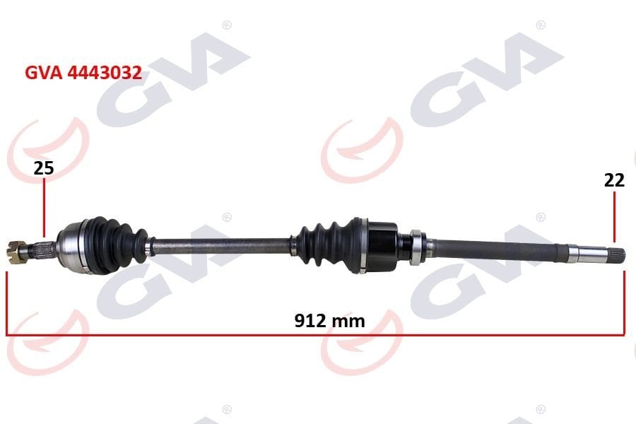 KOMPLE AKS SAĞ PEUGEOT 307 1.4i MAN. 00-07 912mm-GVA 4443032-9636786880-3273.AH-3273.AJ