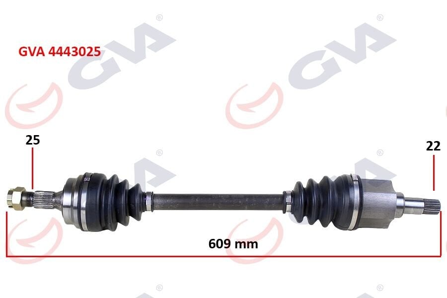 KOMPLE AKS SOL PEUGEOT 306 1.6 93-00 609mm-GVA 4443025-3272.T3-3272.H7-3272.77