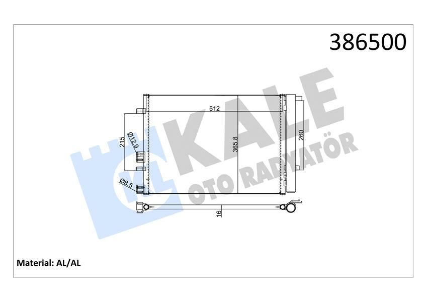 KLİMA KONDENSERİ HYUNDAI İ20 AL/AL 359x328x16-KALE 386500-976061J000