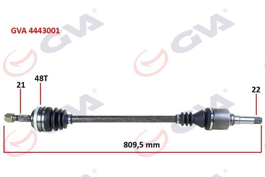 KOMPLE AKS SAĞ PEUGEOT 106 II 1.4i 96-02 ABS Lİ 48DİŞ 809mm-GVA 4443001-3273.7H