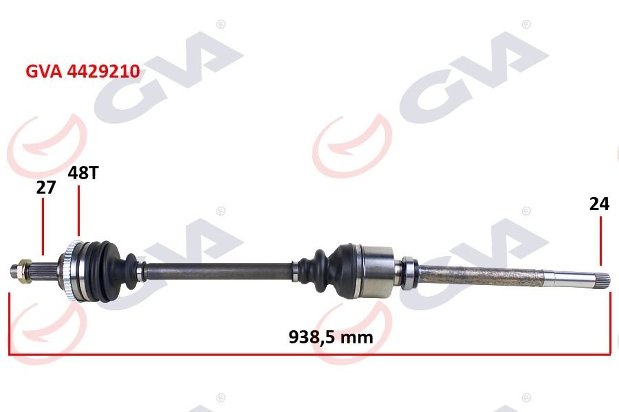 KOMPLE AKS SAĞ SCUDO-EXPERT-JUMPY 1.9D 96-06 ABS Lİ 48DİŞ 938mm-GVA 4429210-3273.V7-3273.W0-3273.5X