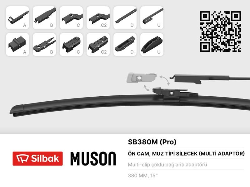 SİLECEK SÜPÜRGESİ MUZ TİPİ GRAFİTLİ 380mm 6 APARATLI-SILBAK SB380M-2T1A 17402 BC-2T1A 17402 BB