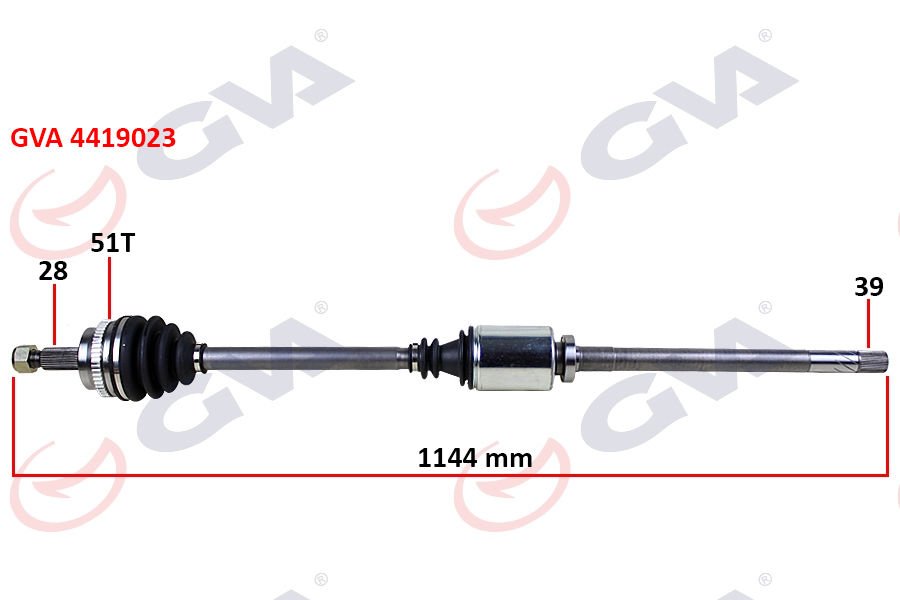 KOMPLE AKS SAĞ MASTER 2 2.5 DCİ 98-10 ABS Lİ 51DİŞ 1144mm-GVA 4419023-8200499895-8200169288