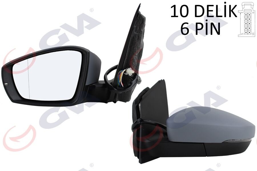 DIŞ DİKİZ AYNASI SOL POLO 09 ELEKTRİKLİ ISITMALI ASTARLI ASFERİK 6 FİŞ VM-388NEHPAL-GVA-6R1857507K-6R1857507M