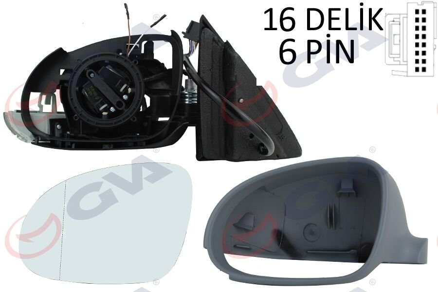 DIŞ DİKİZ AYNASI SOL JETTA 04 GOLF V 05 ELEKTRİKLİ ISITMALI SİNYALLİ ASTARLI ASFERİK 7 FİŞ VM-381EHPAL-GVA-1K1857502AR9B9-1K1857507BG