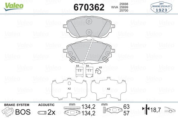 ÖN BALATA AURIS NZE18-ZRE18 -COROLLA SEDAN 1.6 VVTİ-1.33-1.6-1.8 VVTİ-1.4 D4D 12-VALEO 670362-0446502390-0446502391-WVA25699