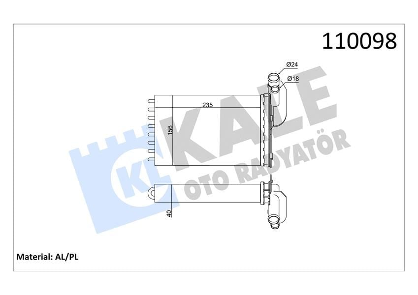 KALORİFER RADYATÖRÜ MGN I-CLIO I-R19 234x157X42 2 SIRA AL PL SİSTEM-KALE 0583862AL-7701204680-7701033457