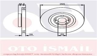 ÖN FREN AYNASI ADET AVENSIS 2.2- 03 COROLLA VERSO 1.6-1.8-2.0D-2.2D 04 295x26x5DLxHAVALI-TRW-435120F010-4351205080