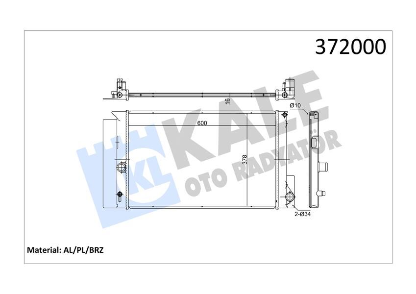 RADYATÖR AURIS-AVENSIS-COROLLA-VERSO MEKANİK AL/PL/BRZ 600x378x16-KALE 372000-164000D400-164000D410-1640022160