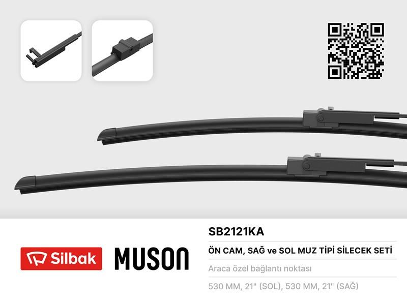 SİLECEK SÜPÜRGESİ 530/530mm MUZ TİPİ SKODA SUPER 02-05 VW PASSAT 02-05-SILBAK SB2121KA