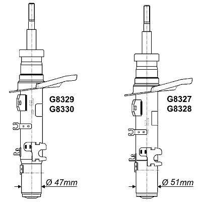 ÖN AMORTİSÖR SAĞ PEUGEOT P301 CITROEN C-ELYSEE 12-MONROE G8329-9810768780-9827064180-9819233680
