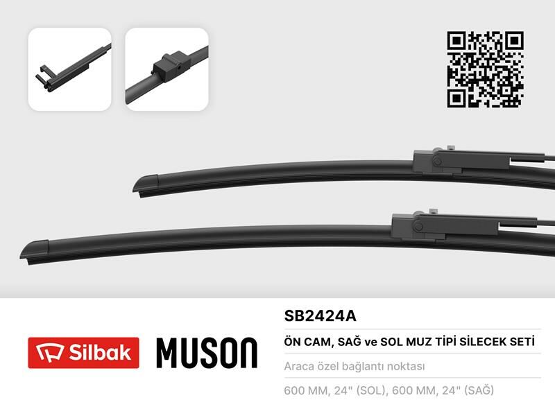 SİLECEK SÜPÜRGESİ 600/600mm MUZ TİPİ MULTIVAN TRANSPORTER T5 - SHUTTLE T5 06/03-SILBAK SB2424A