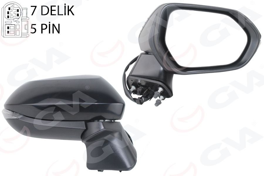 DIŞ DİKİZ AYNASI SAĞ ELEKTİKLİ SİNYALLİ KONV SİYAH 5 PİN Lİ TOYOTA COROLLA 19--GVA 1071144-8791002924
