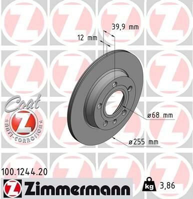 ARKA FREN AYNASI A4 AVANT 01-04 A4 CABRİOLET 02 A4 AVANT 1.6.1.9TDI.2.0FSI.2.0TDI 04-08 986478987-DF4211-ZIMMERMANN 100.1244.20-8E0615601Q-8E0615601D