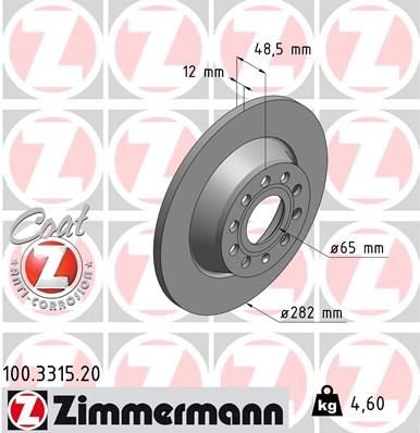 ARKA FREN AYNASI GOLF V-V-PASSAT 05 JETTA III-TOURAN 03 TIGUAN 07 A3 04 OCTAVIA 04 LEON 286x12x9DL 986479247-986479B93-DF4558-ZIMMERMANN 100.3315.20-1K0615601M