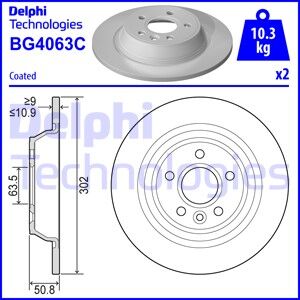 ARKA FREN DISK AYNASI MONDEO IV S MAX GALAXY 07 14 KUGA I 08 12 / EVOQUE 12-18 302mm-DELPHI BG4063C-6G912A315BA-1405500-1379931
