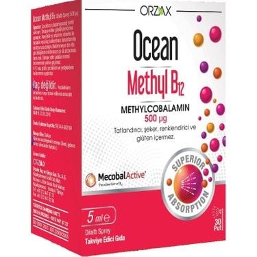 Orzax Ocean Methyl B12 Sprey 500 Mcg 5 Ml