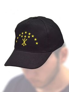 Çerkes Adige Bayrak Baskılı Siyah Şapka