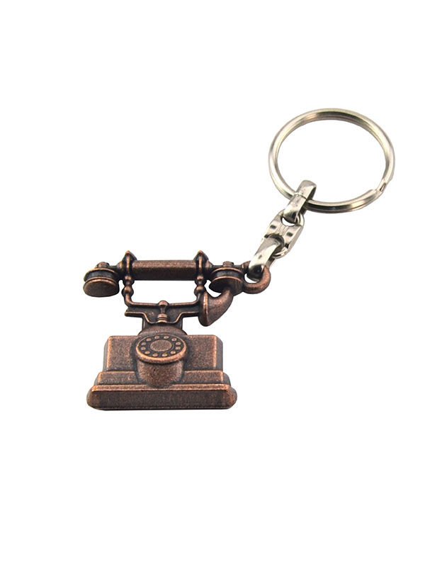 Antika Telefon Şeklinde Anahtarlık - Bakır Oksit