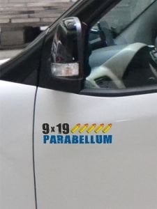 9x19 Parabellum Folyo Etiket - 21 x 7 cm