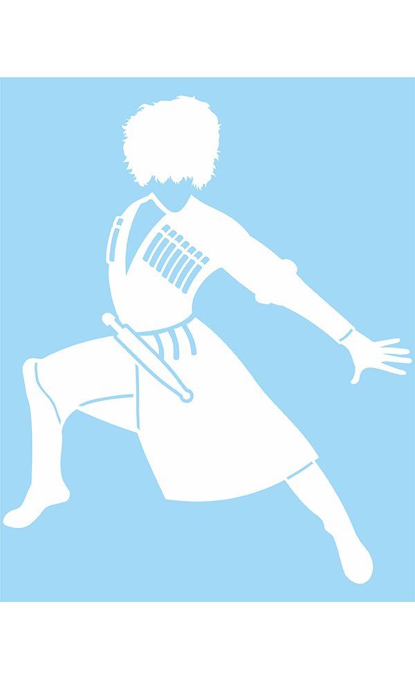 Kafkas Dansçı Folyo Kesim Etiket (Beyaz) 15 Cm