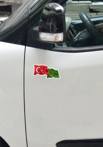 Adige - Türk Dalgalı Bayrak Etiket 13x7 cm
