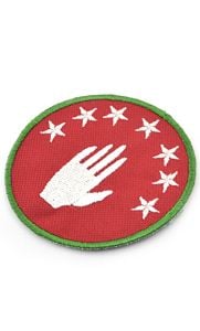 Abhaz Bayrak Nakışlı, Yuvarlak Etiket (Kırmızı) Çapı 8 cm