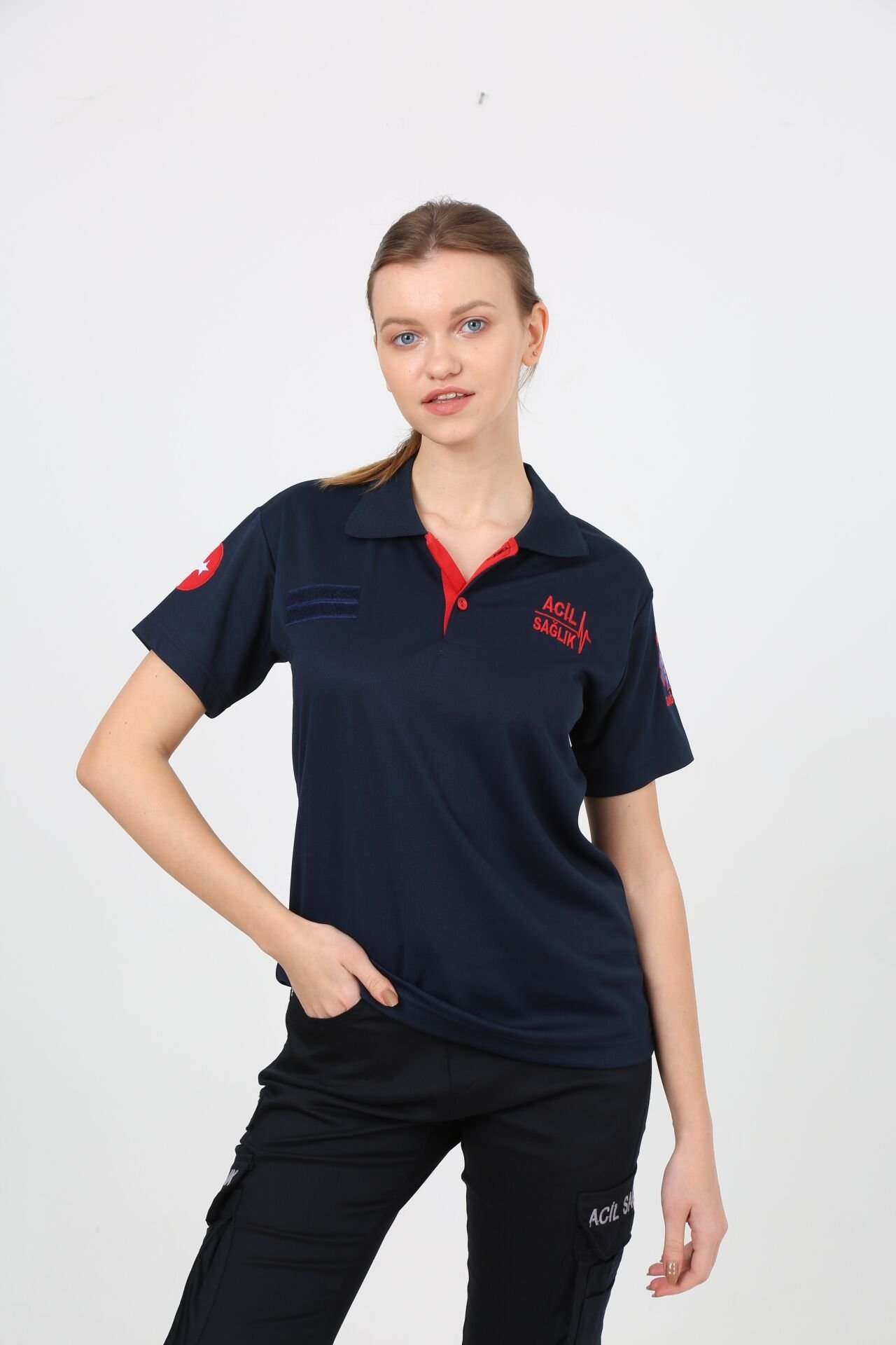 Yeni 112 Polo Yaka Dry Touch Kumaş T-Shirt (Kısa) Lacivert