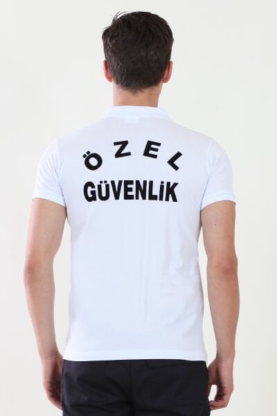 Erkek Özel Güvenlik Baskılı Beyaz Güvenlik  Tshirt